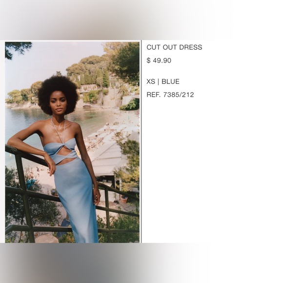 NWT Zara Cut Out Midi Dress Blue Halter XS - Picture 2 of 13